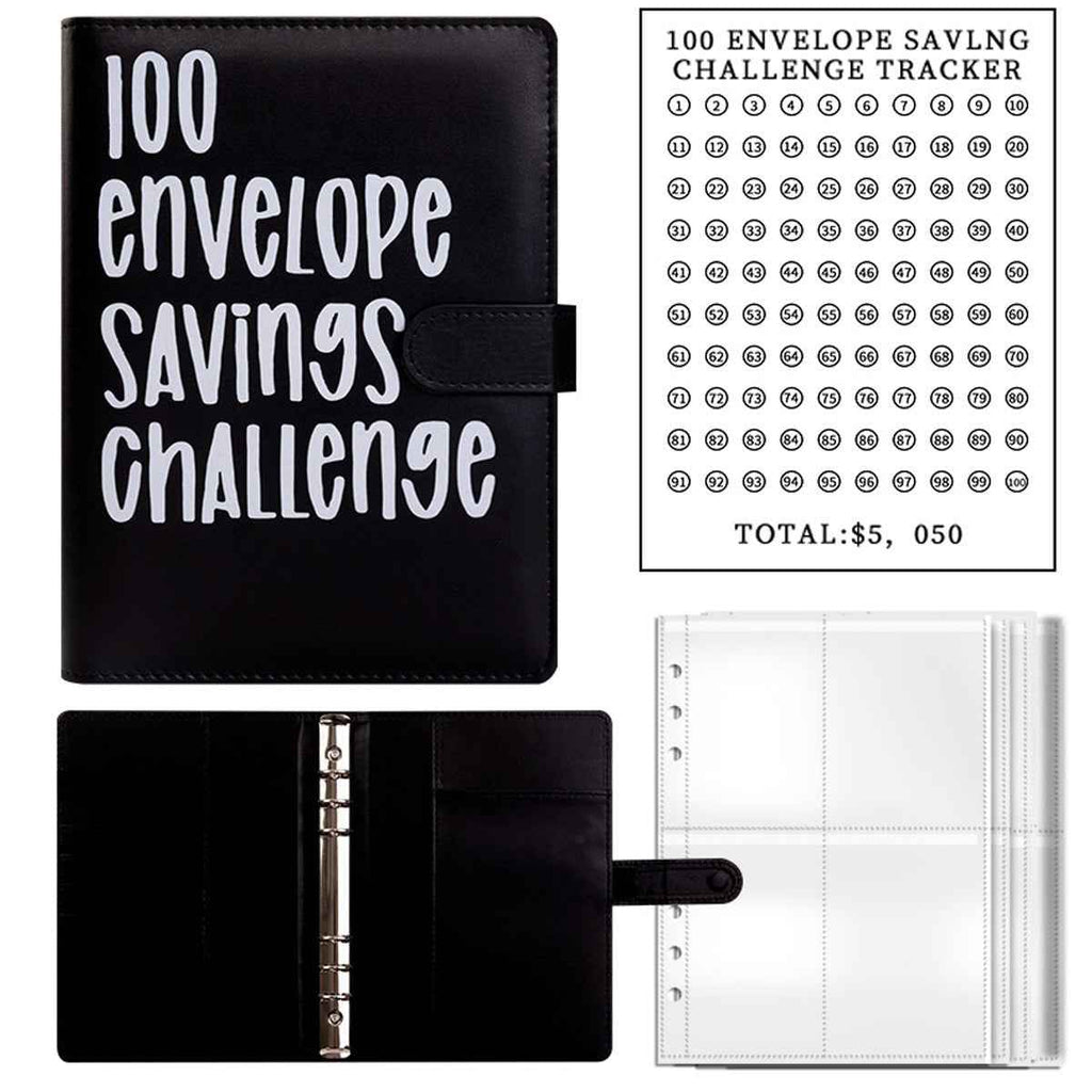 100 Envelope Budget Binder – A5 PU Leather Savings Tracker Book