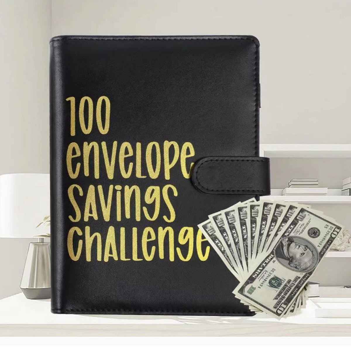 100 Envelope Budget Binder – A5 PU Leather Savings Tracker Book