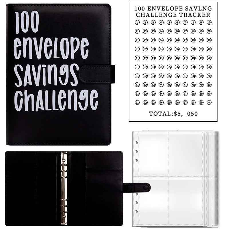 100 Envelope Budget Binder – A5 PU Leather Savings Tracker Book