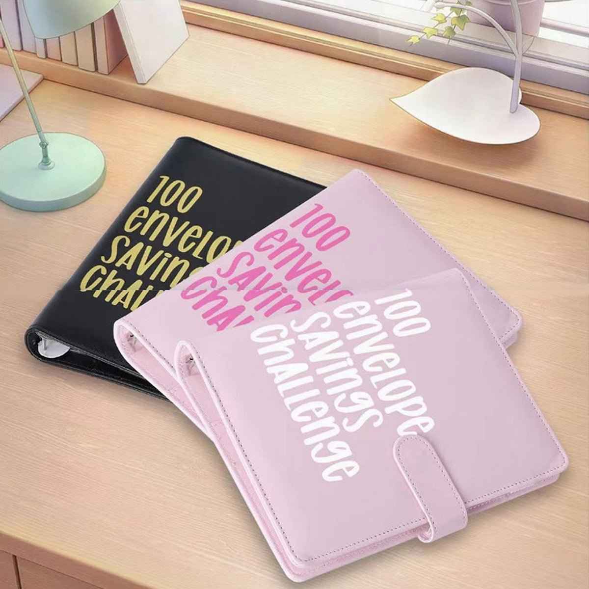 100 Envelope Budget Binder – A5 PU Leather Savings Tracker Book