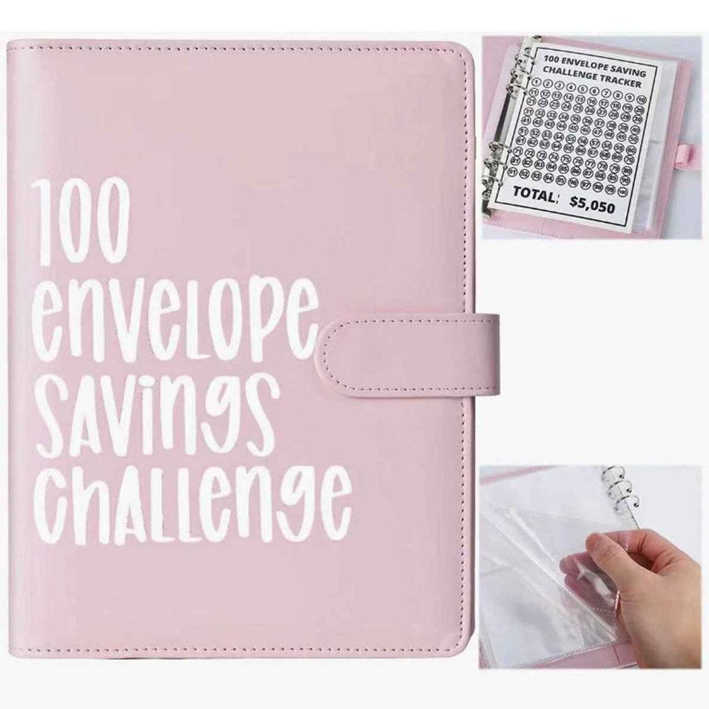 100 Envelope Budget Binder – A5 PU Leather Savings Tracker Book