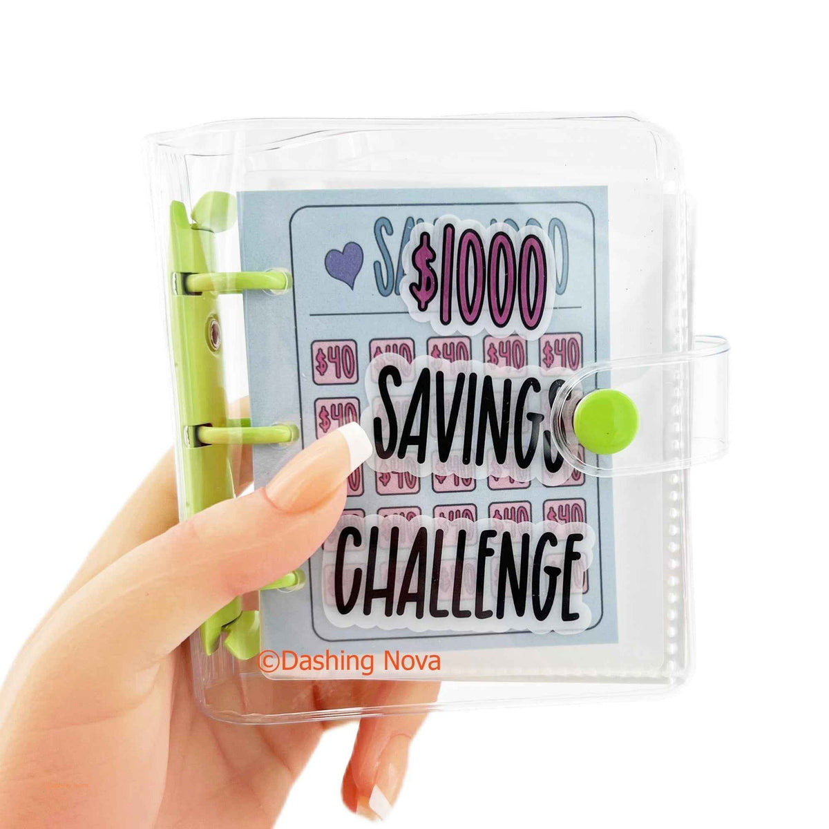 1000 Dollar Savings Challenge Book 3-Ring Binder Clear Cover PVC Money Organizer Budget Planner Cash Stuffing System