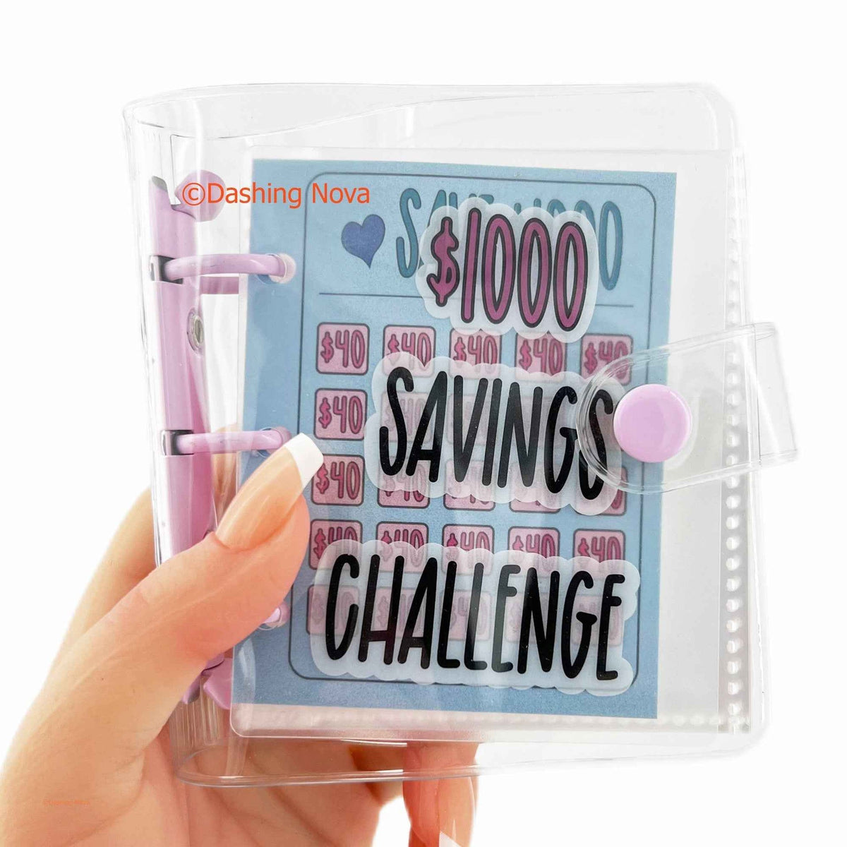 1000 Dollar Savings Challenge Book 3-Ring Binder Clear Cover PVC Money Organizer Budget Planner Cash Stuffing System
