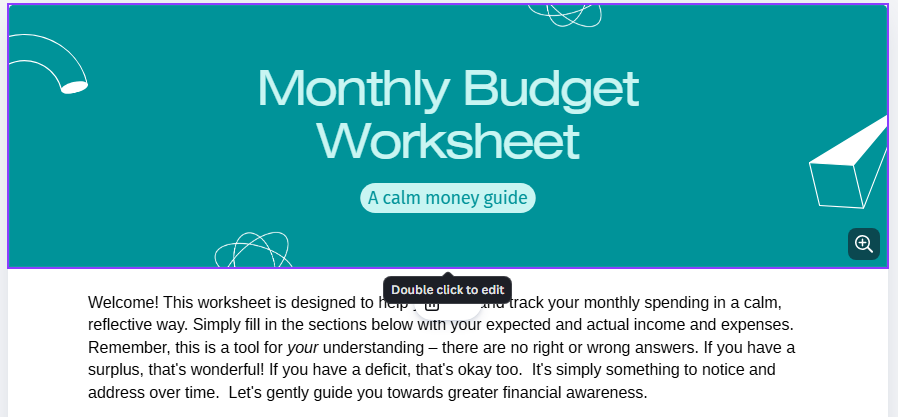 Monthly Budget Worksheet