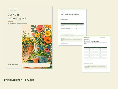 Floral Savings Goals Planner with actual printable pages